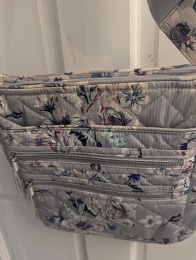 Vera Bradley Floral Quilted Crossbody Bag in Light Gray